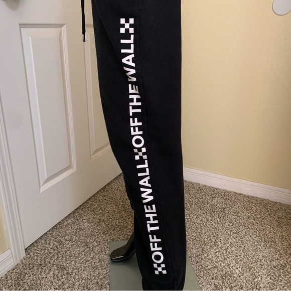 Vans Black Joggers with White Side Logo, Preowned, Size Medium - Picture 1 of 7